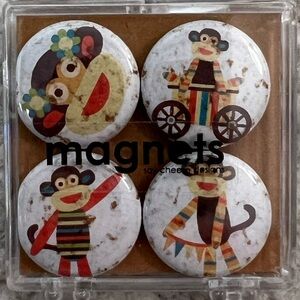 Say Cheese Sock Monkey Magnet Set of 4